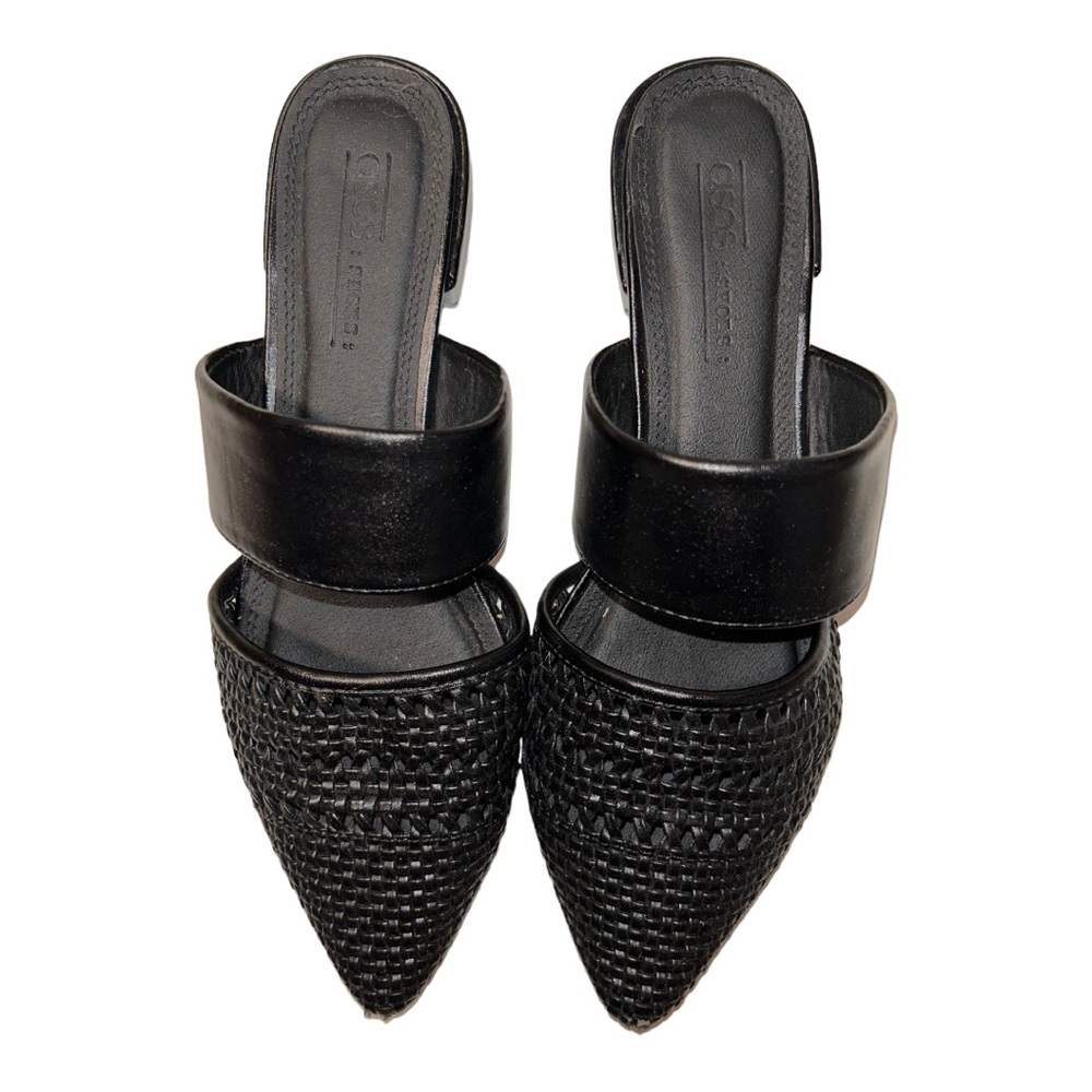 ASOS l Black Woven Pointed Toe Slide Loafers Size 6